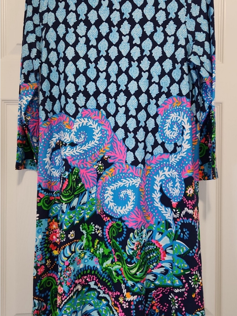 NWOT Lilly Pulitzer Ophelia “Take Me To The Sea” Paisley Print 3/4 Sleeve Size L